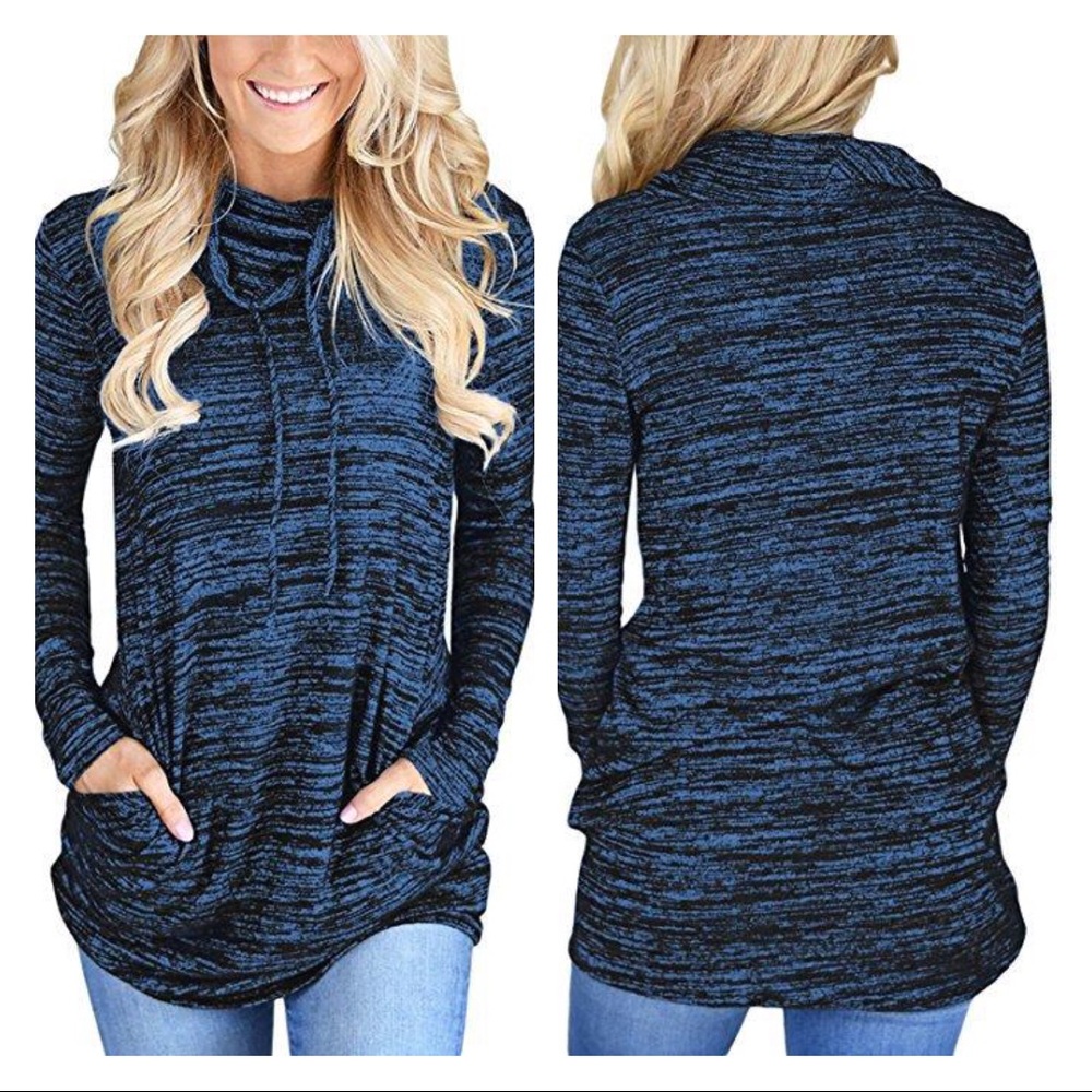 SALES Space Dye Funnel Neck Long Sleeve Sweatshirt